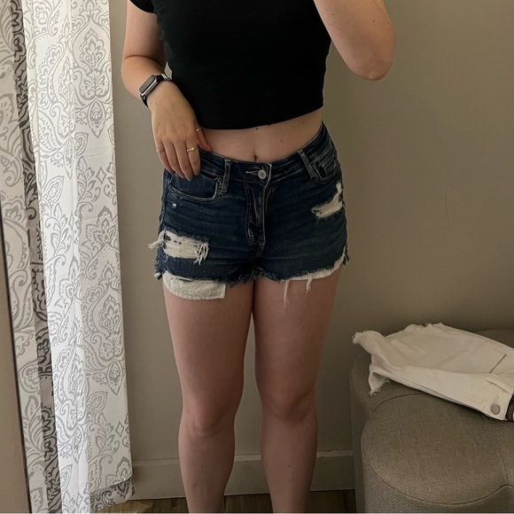 American Eagle High Rise Distressed Denim Shorts - Picture 1 of 7